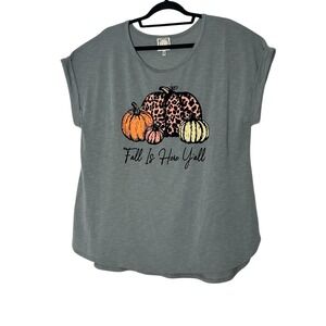 Truself Top‎ Women's 2X Plus It's Fall Yall Pumpkin Halloween Thanksgiving